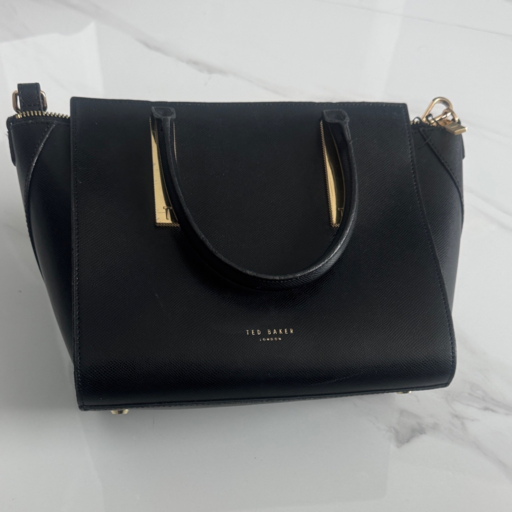 Ted Baker Black Satchel With Gold Accents